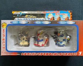 Ensemble de figurines à remonter Gundam Seed vintage 2002 : Buster, Strike, Duel Gundam