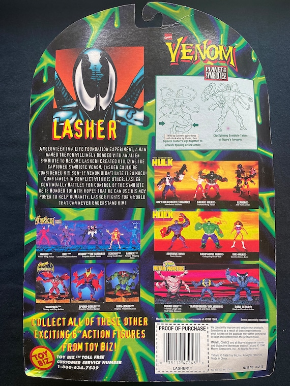 Vintage 1996 Toybiz Comics Spiderman Venom Lasher Action Figure