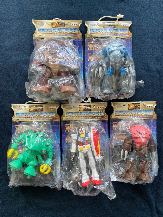 Vintage 1999 Gundam Figure Set: Banpresto RX-78-2, Z'gok, Acguy