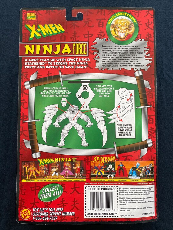 Vintage 1996 Toybiz Comics X-men Ninja Force Ninja Sabretooth Claw