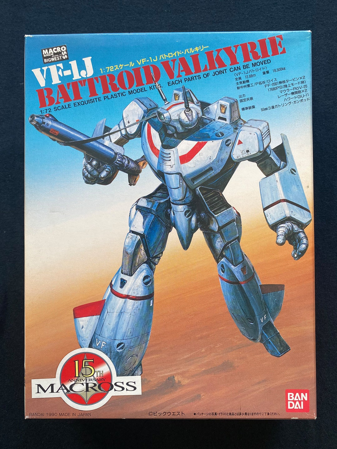 Vintage 1990 Bandai Robotech Macross 1/72 Scale VF-1J Battroid