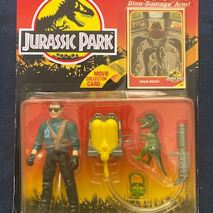 Kenner Jurassic Park Dennis Nedry vintage 1993 com figura rara de braço danificado de dinossauro