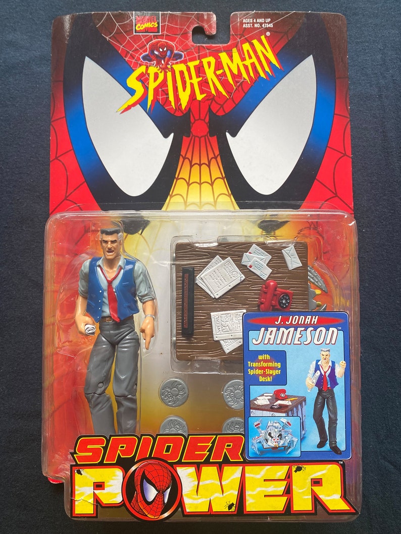 Vintage 1999 ToyBiz Comics Spider Man Spider Power J.Jonah Jameson Spiderman Action Figure Rare image 1