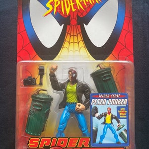 Vintage 1999 ToyBiz Comics Spider Man Spider Power Spider Sense Peter Parker Spiderman Actionfigur Selten