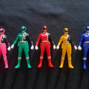 Vintage 2004 Bandai Power Rangers Super Sentai Tokusou Sentai Dekaranger Set 5 Mini Vinyl Figure Set Japan Rare #1