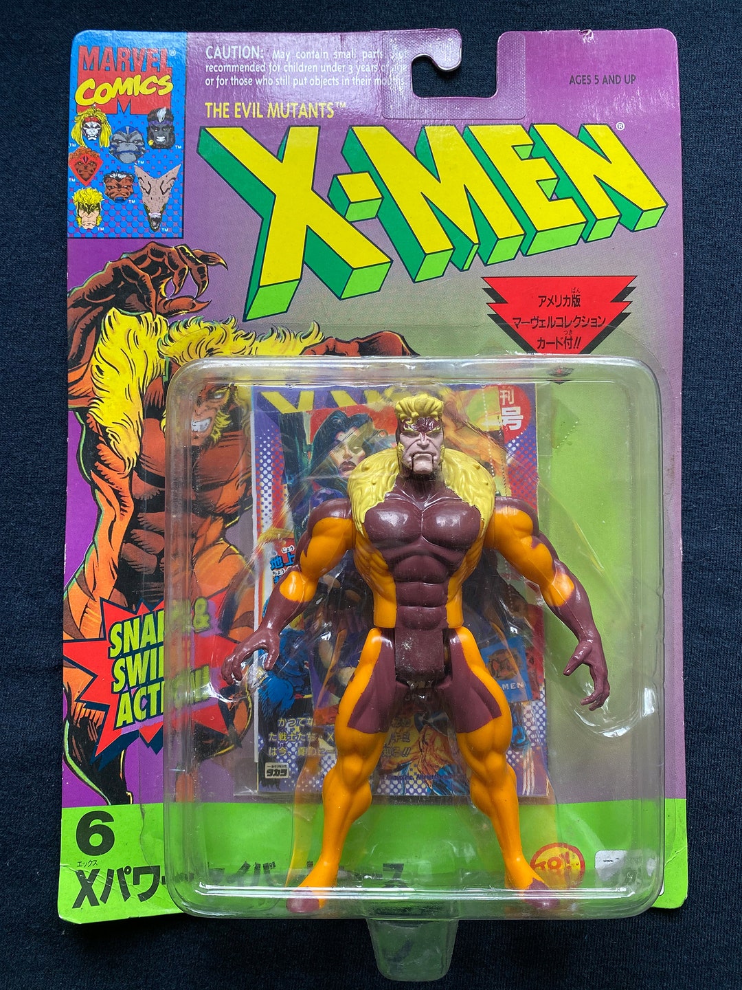 Vintage 1994 Toybiz Takara X-men No.6 Sabretooth Action Figure