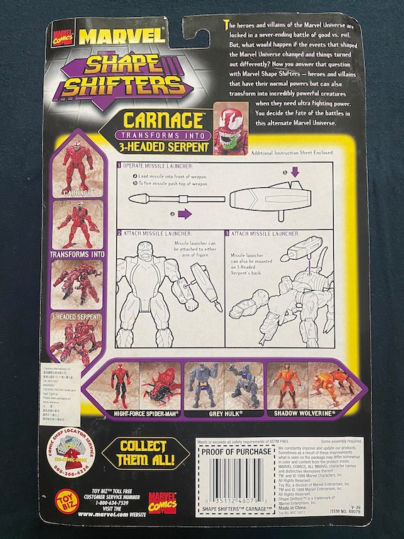 Vintage 1999 Toybiz Comics Spiderman Spider Man Shape Shifters
