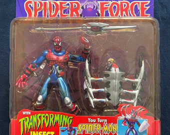 Figura de acción vintage de Spider-Man de ToyBiz Comics de 1997, Spider-Man transformable de Spider-Man cibernético, rara