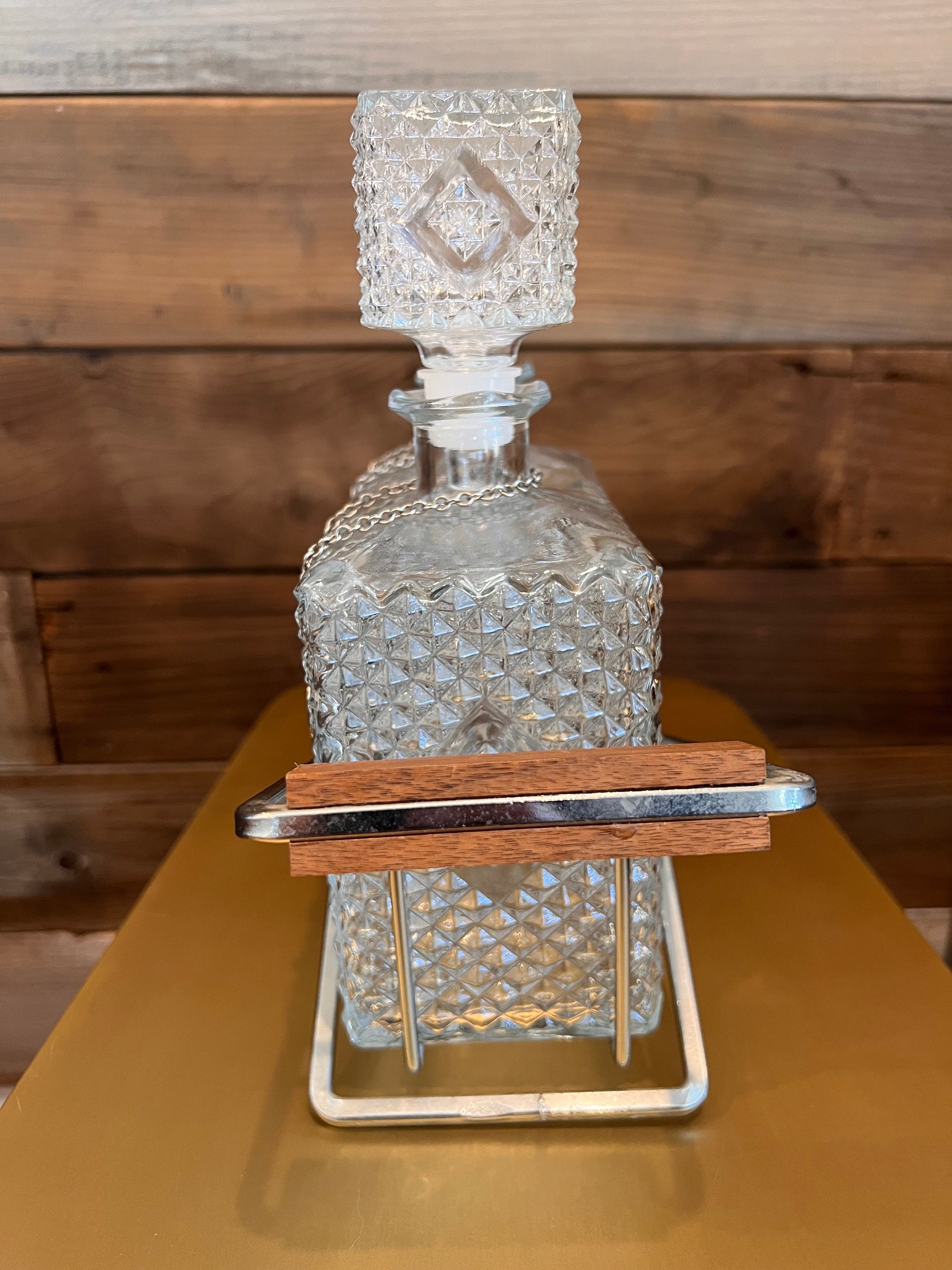 Glass Decanters and Tags With MCM Stand Etsy