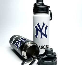 Personalized Name Custom American Pro Baseball Name Stainless Steel Insulated 18/32oz Hydro Water Bottle Drinks Cold for 24 Hours Easy Carry