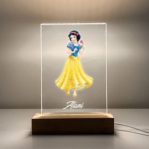 Princess Snow White Night Light Up LED Table Lamp Stand Energy Efficient Girls Kid Bedroom Custom Room Decor Personalized FREE Engraved Gift