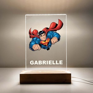 Acrobatic Hero Night Light Up LED Table Desk Lamp Stand Superhero Boys Kid Man Bedroom Home Room Decor Personalized FREE Name Engraved Gift