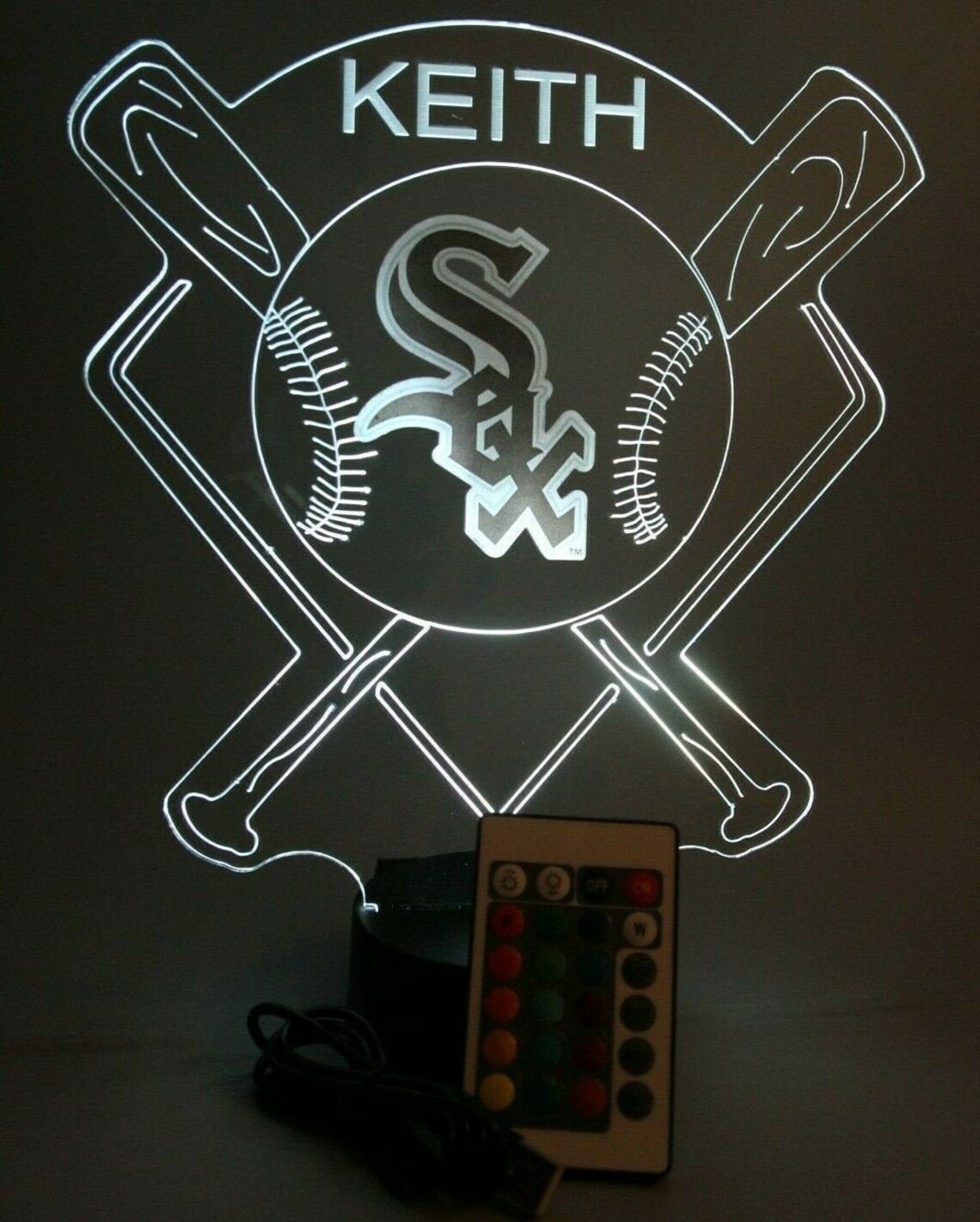 Chicago White Sox Night Light up Baseball LED Sports Fan Table Etsy