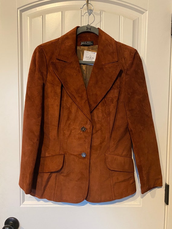 Vintage Ochre Leather Suede Jacket Orange Brown Co