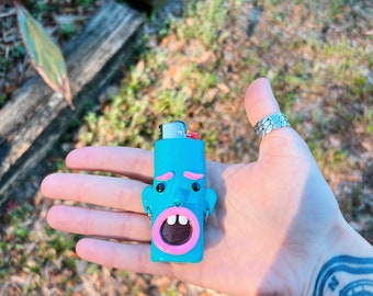 Funky Face Lighter Case Handmade - Polymer Clay