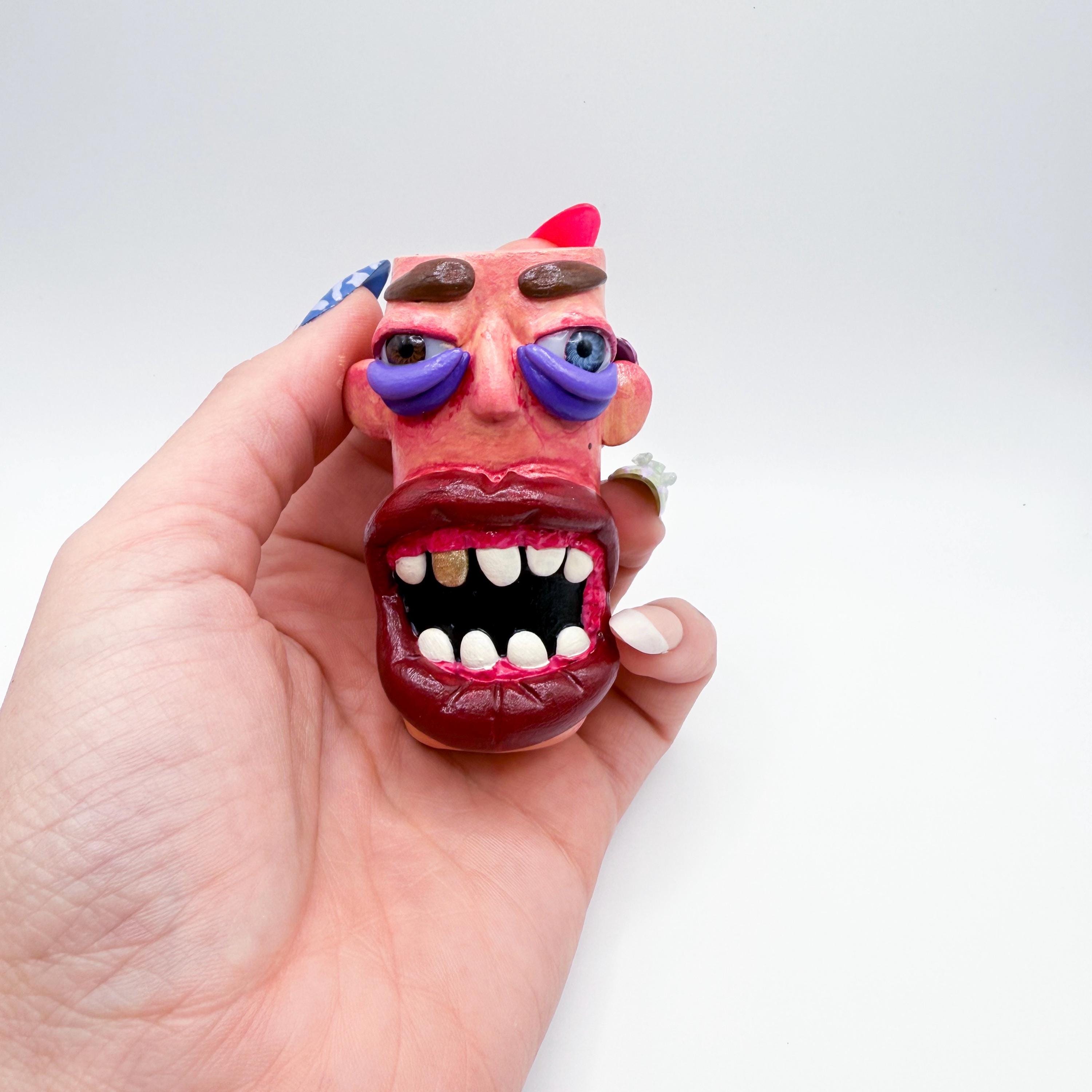Creepy Face Lighter Case - Handmade (Polymer Clay)