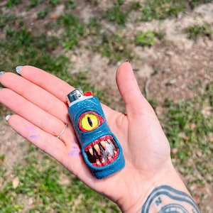 Monster Lighter Case - Handmade - Polymer Clay