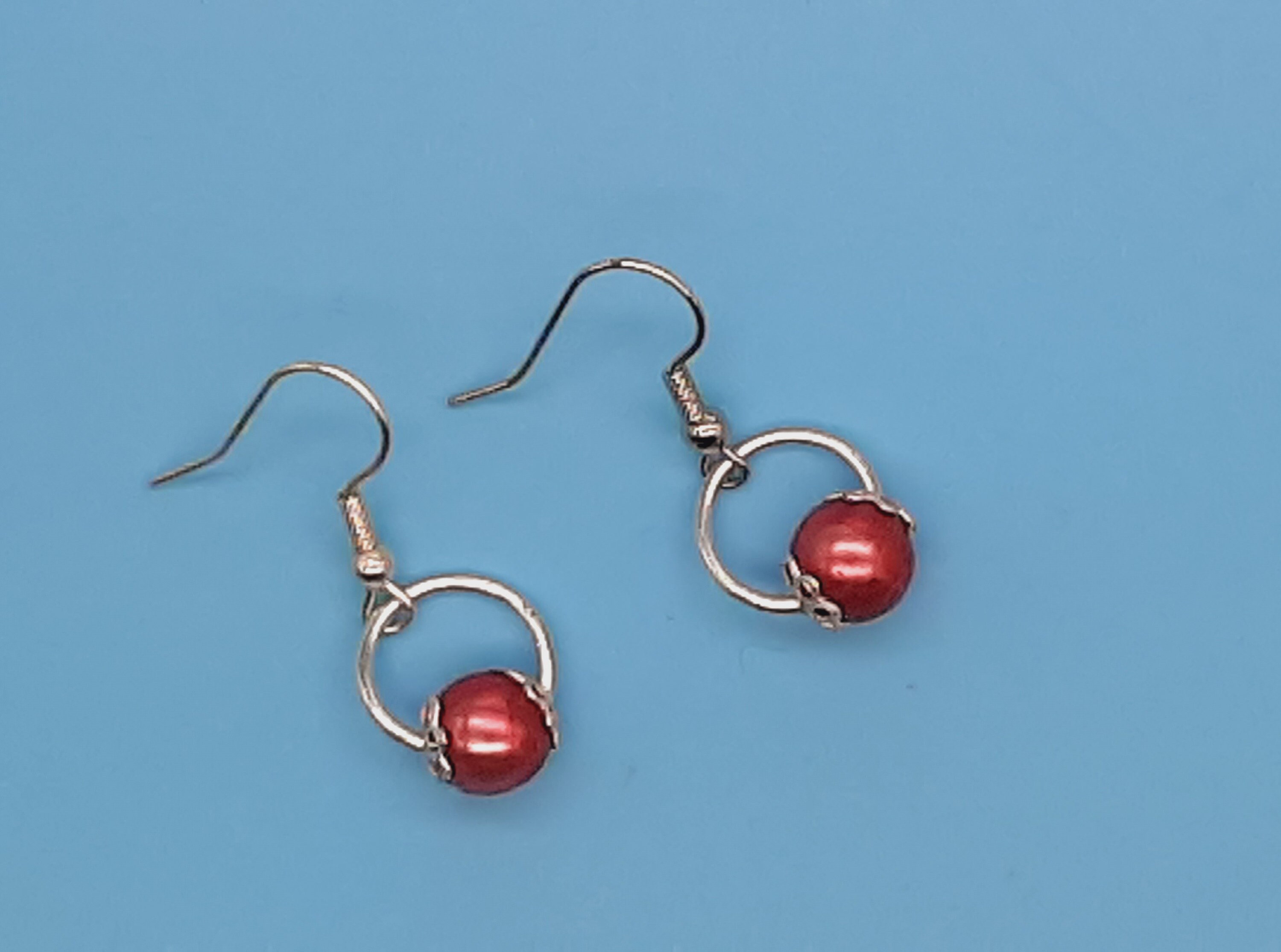 Boucles D'oreilles Vintage Bohème Métal Argenté Et Perles Violettes - Neuf Sans Emballage