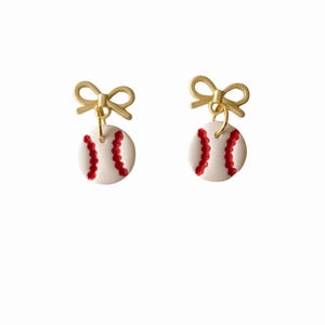 Baseball Bow Earrings | Team Spirit Earrings | Baseball Fan Gear | Sports Bow Jewelry | Handmade Baseball Jewelry | Baseball Gifts
