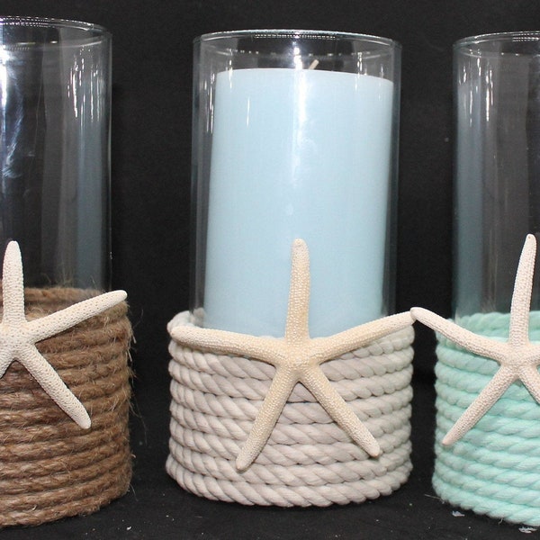 Coastal Candle Holder | Beach Decor | Starfish |Sand Dollar | Candle Holder | Nautical | Beach | Jute | Beach Wedding | Wedding Centerpiece