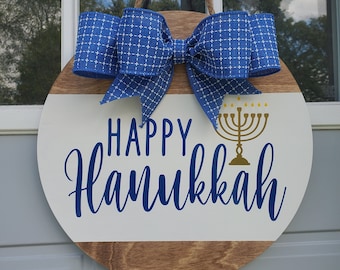 Happy Hanukkah Sign | Hanukkah Door Hanger | Hanukkah Door Sign | Holidays | Welcome Sign  | Door Hanger | Front Door | Happy Hanukkah