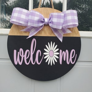 Summer Sign for Front Door | Welcome Sign for Summer |  Daisy | Front Door Wreath | Door Hanger | Door Wreath | Purple | Liliac