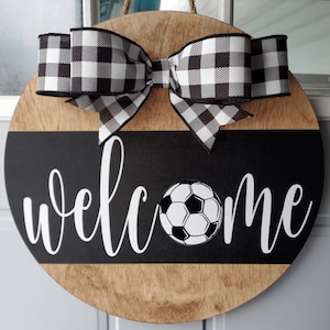 Welcome Sign for Soccer | Soccer Door Hanger for Front Door | Soccer Family Decor | Front Door | Housewarming Gift | Soccer Parent Gift