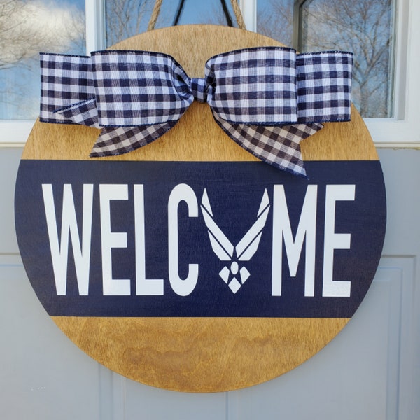 Front Door Decor | Air Force Welcome | Air Force Sign | Door Hanger | Front Door Wreath | Housewarming Gift | Home Decor  | Welcome Sign
