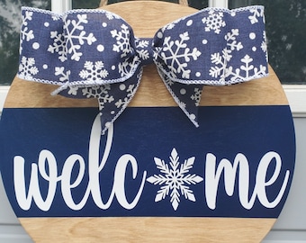 Snowflake Welcome Door Hanger | Winter Front Door Decor