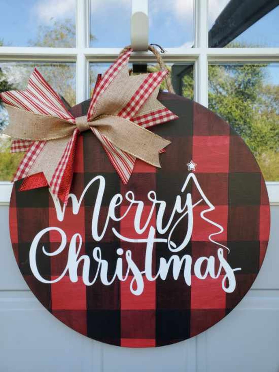 Merry Christmas Door Hanger Merry Christmas Door Round Etsy
