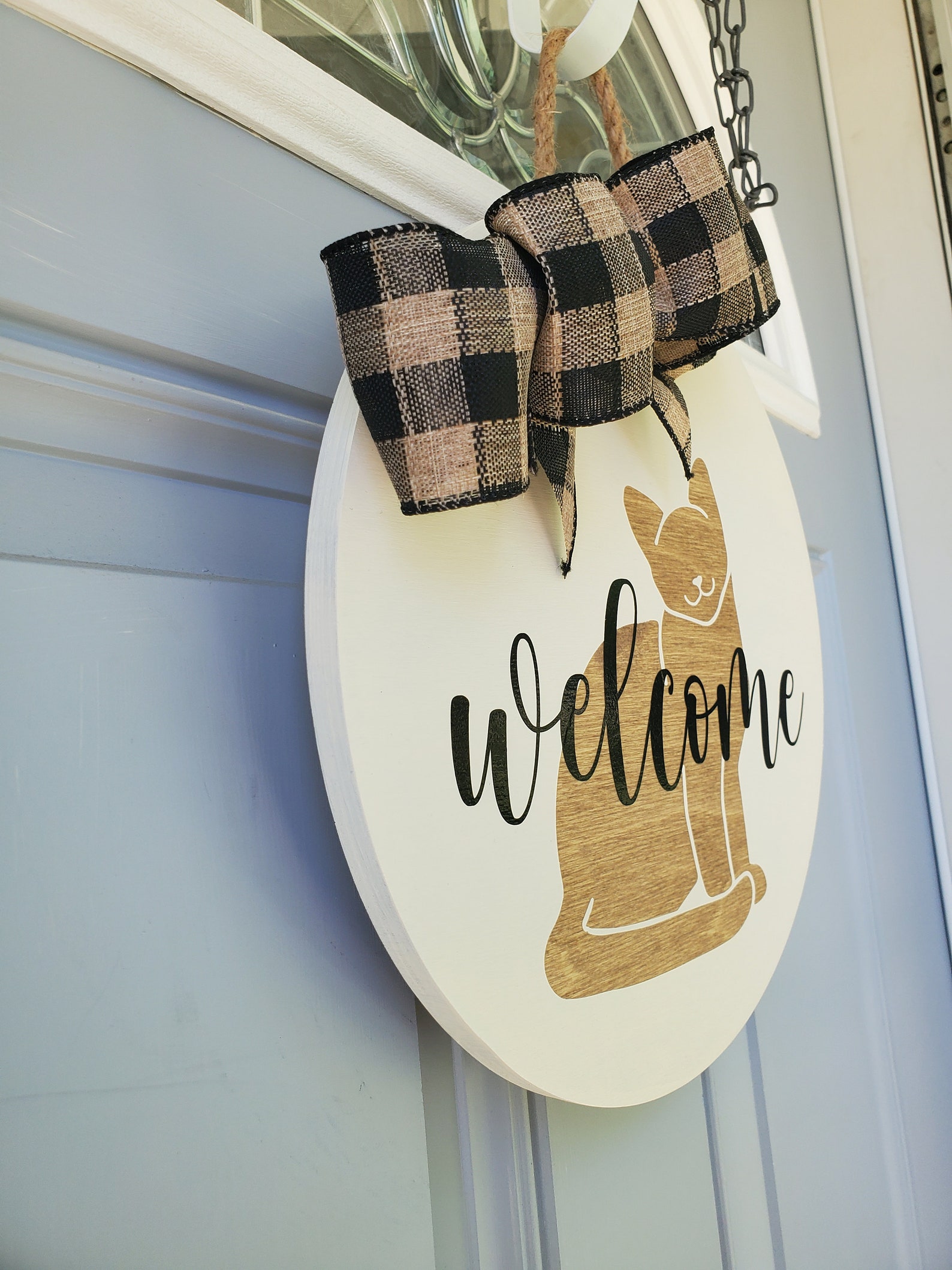 Front Door Decor Front Door Hanger Cats Cat Door Hanger Etsy