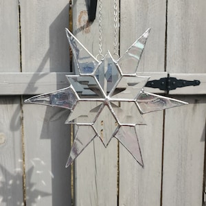 Snowflake Stained Glass | Suncatcher | Snowflake | Stained Glass Snowflake | Winter Stained Glass | Clear | Snowflake Decor | Winter Window