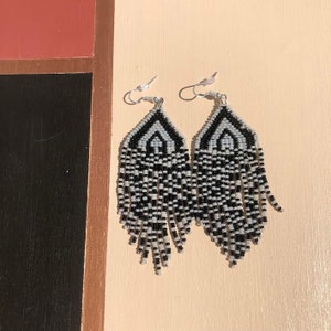 Black & White Fringe Earrings