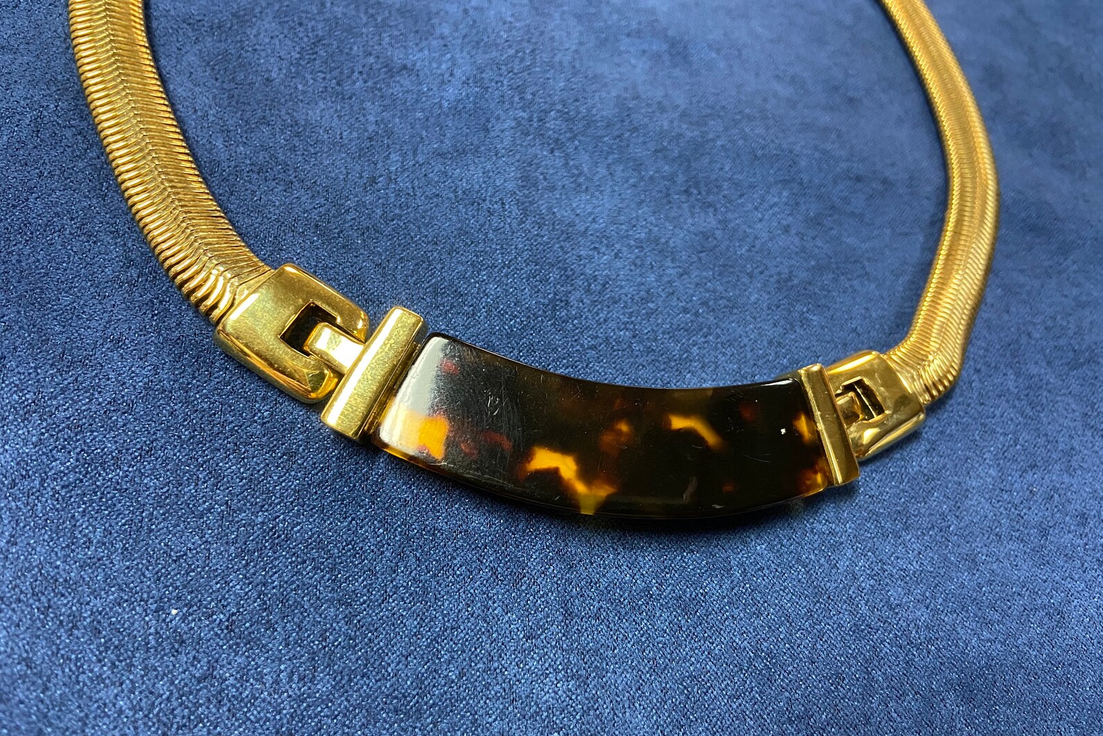 Napier Herringbone Gold Tone Necklace Signed Vintage Costume Etsy