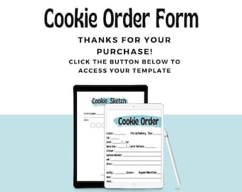 Cookie Order Form, Template, Edit and Print Yourself, Instant Download, Cottage Bakery