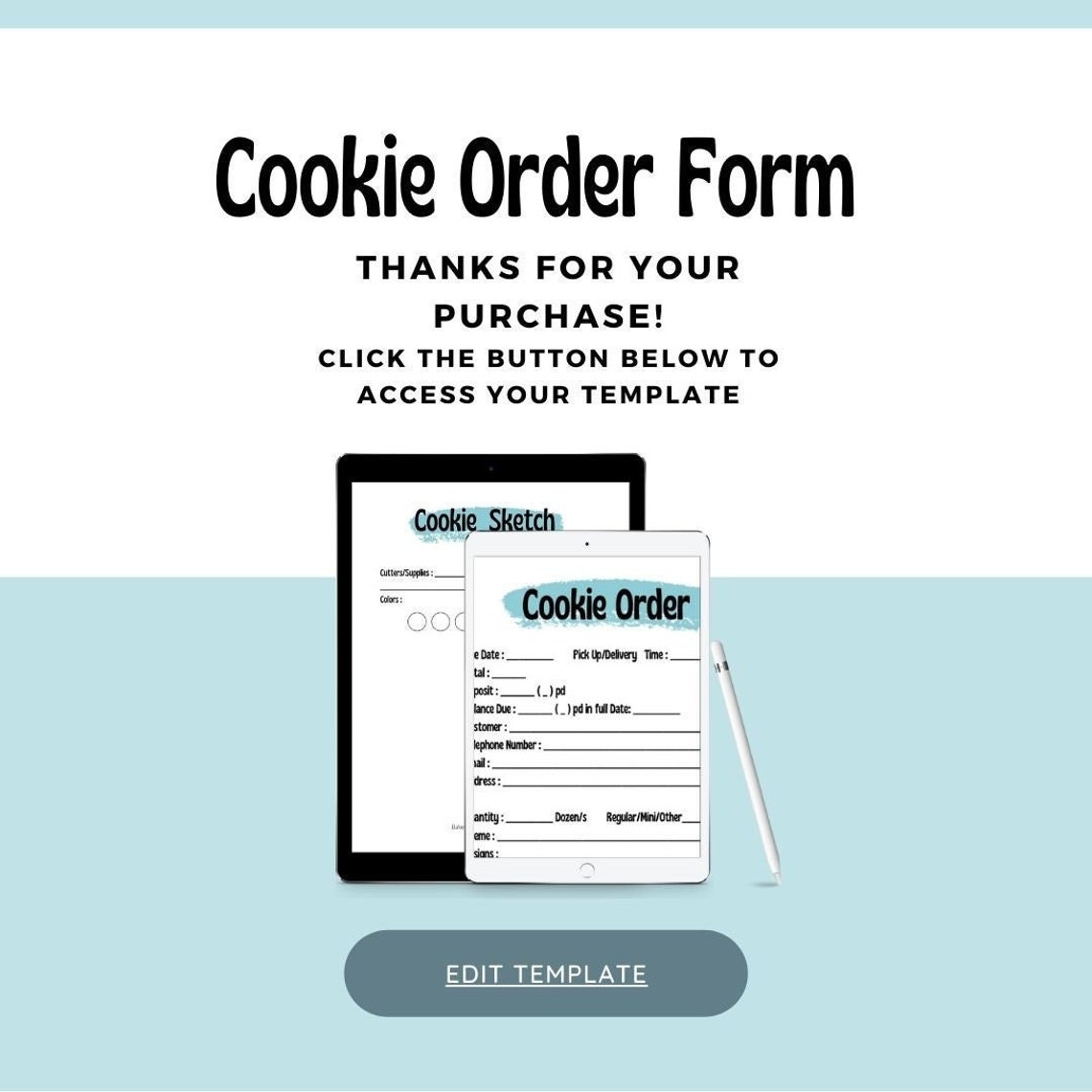 Cookie Order Form Template Edit and Print Yourself Instant Etsy
