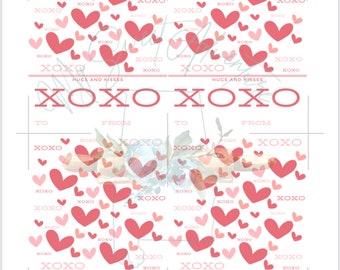 Hugs and Kisses Mini Valentine Printable card/ Instant Download Printable Cookie Card