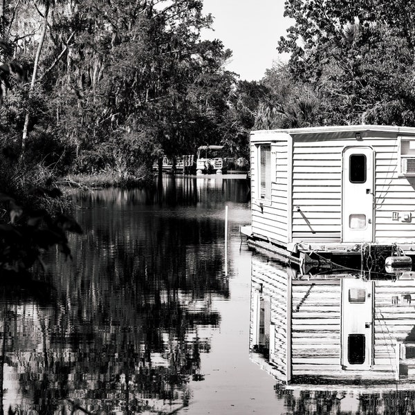 Room with a View, Florida's Nature Coast Floating Cabin Houseboat Photo Print, Homosassa Fine Art Print