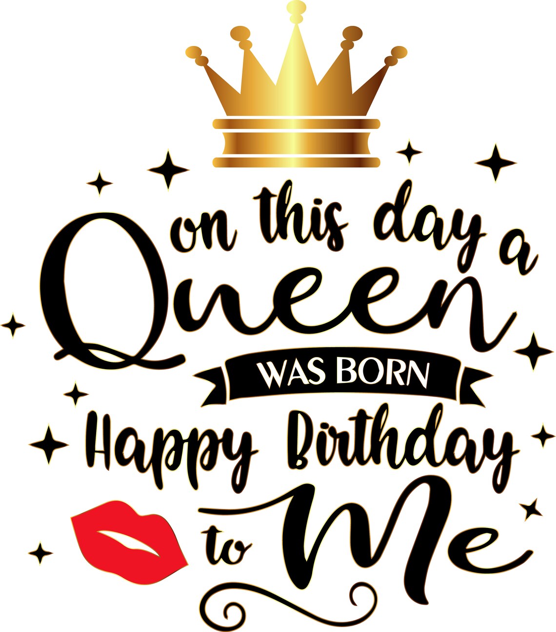 Queen Happy Birthday Gold Crown Svg Queen Svg Birthday Svg | Etsy