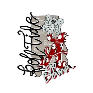 Roll Tide Alabama Elephant BEREIT, Sublimationstransfer zu PRESSEN