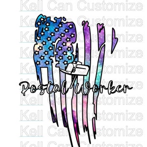 Post Arbeiter Galaxy Flagge mit Mailbox PNG Digitales Bild Sofortiger Download
