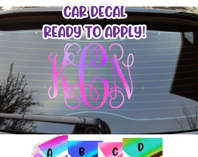 Me Decal Color Holographic Colors Monogram Car Decal 12inch- Choose Between 4 Colors ...
