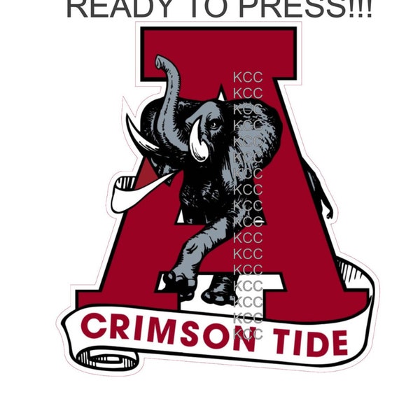 Crimson Tide READY TO PRESS Alabama Vintage Elephant Sublimation Transfer