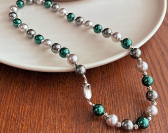 Peacock Green Tahitian Mixed Color Pearl Bead Necklace