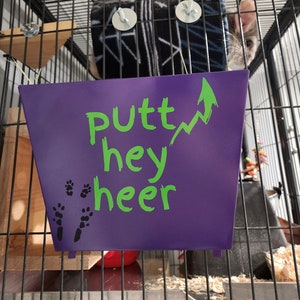 Putt Hey Heer Chinchilla Prints Hanging Metal Hay Feeder, Chinchilla Hanging Hay Rack Feeder For Outside Cage. Hay Feeder for Chinchillas.