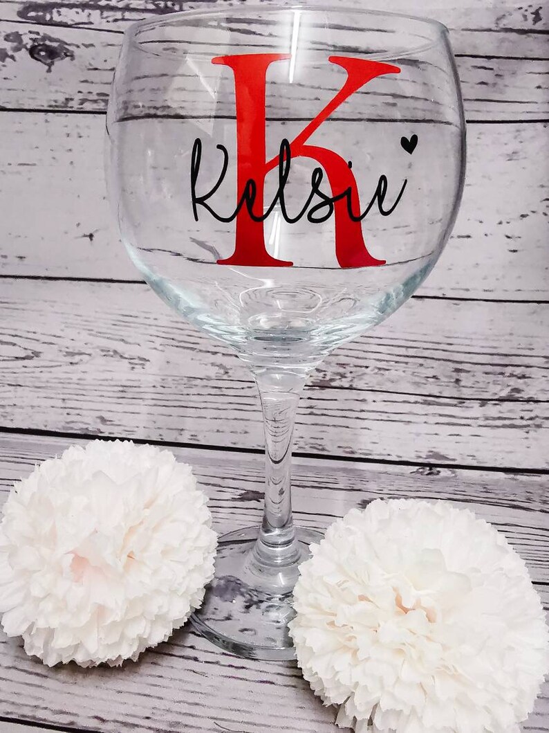 Personalised Gin Glass Custom Text Colourful Valentines | Etsy