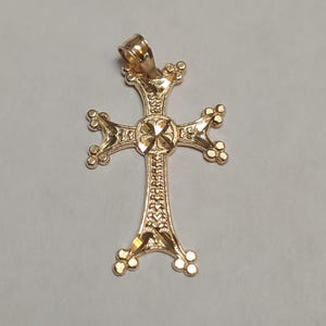 New 14k Gold Armenian Cross Charm Pendant