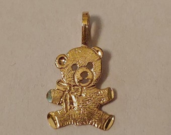 New 14k Gold Small Teddy Bear Charm Pendant