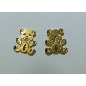 New 14k Yellow Gold Teddy Bear earrings