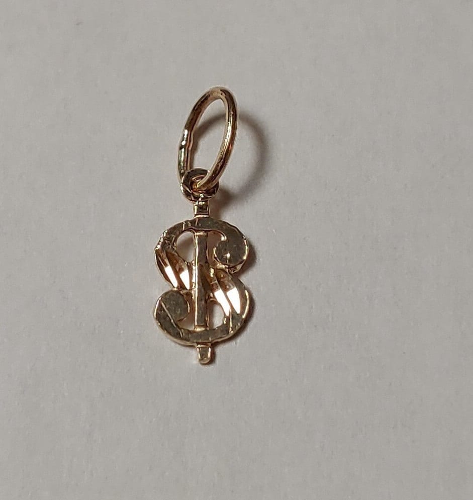 New 14k Yellow Gold Dollar Sign Charm Pendant - Etsy